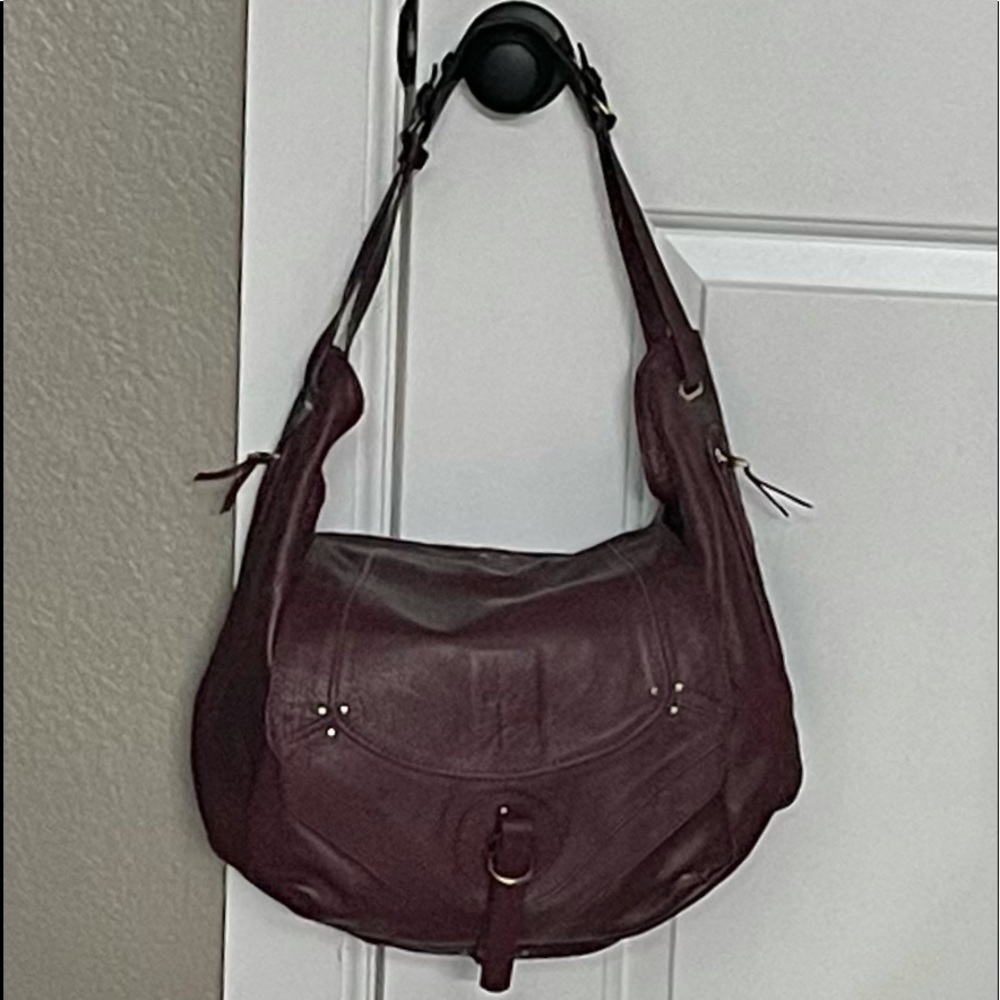 NWT - JEROME DREYFUSS “BOB” LEATHER HANDBAG (BURGUNDY)